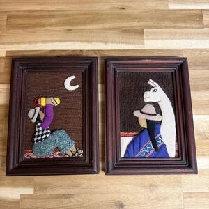 Norberto Tino Bolivian 3D Textile Art – 2 Framed scenes 7.5”x 5.5” Mother Baby